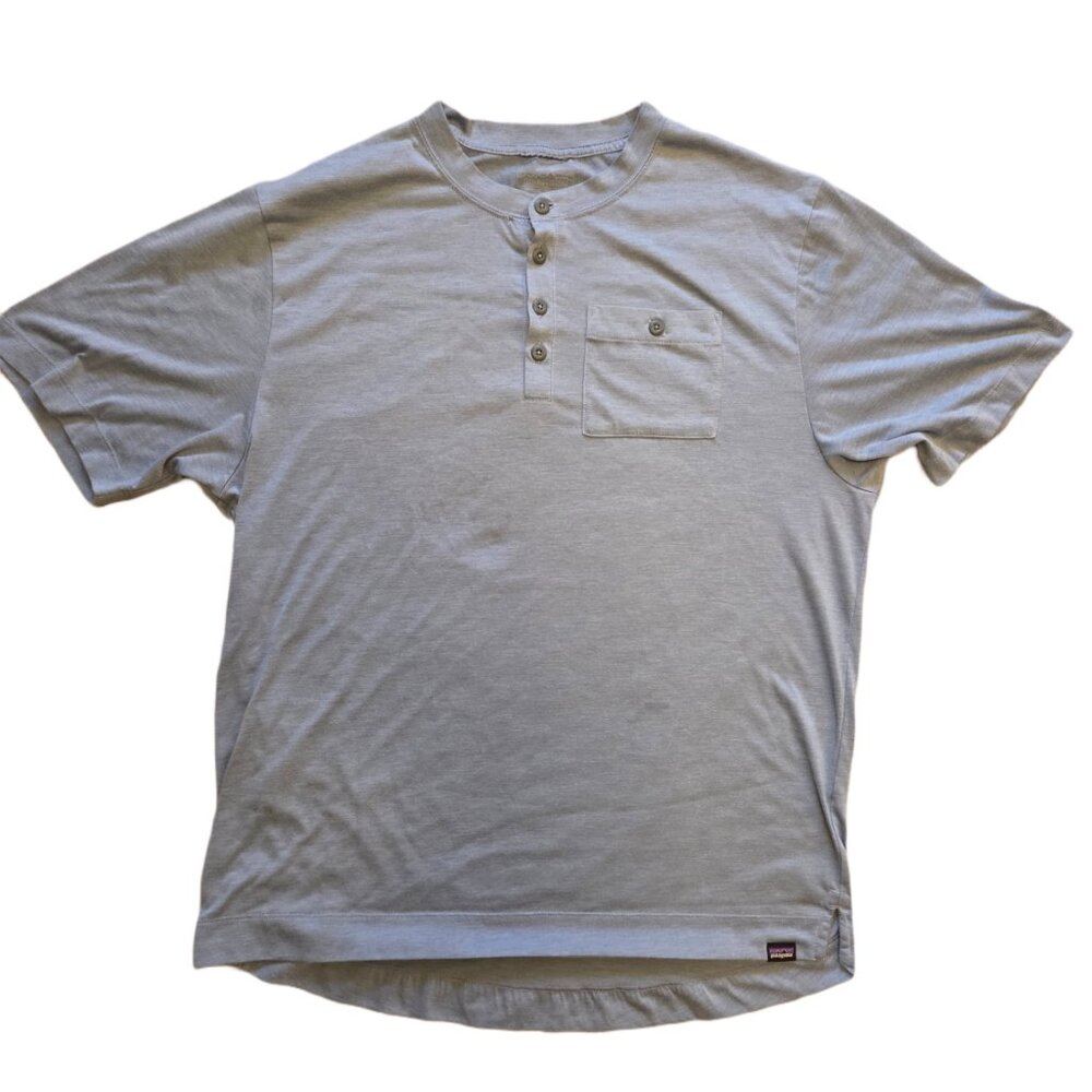 Patagonia Men’s Short-Sleeve Cotton Henley – Light Blue, Size Large